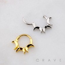 MOON PHASES 316L SURGICAL STEEL SEPTUM HINGED SEGMENT RING